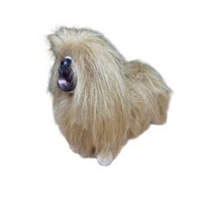 Hansa Creations Pekingese 9" Standing Pet Long Hair Dog Brown Stuffed Animal EUC